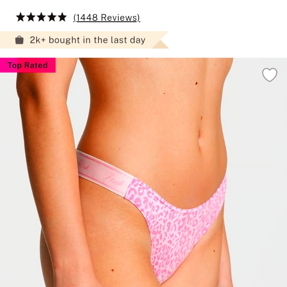 🆕 NWT Victoria Secret Moonstone Pink  Logo Cotton High-Leg Thong Panty, Sz XL